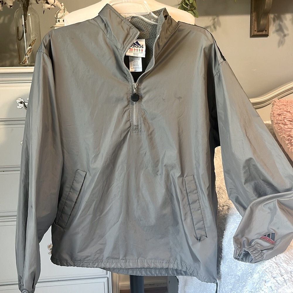 Adidas Gray Windbreaker Pullover - Picture 1 of 9